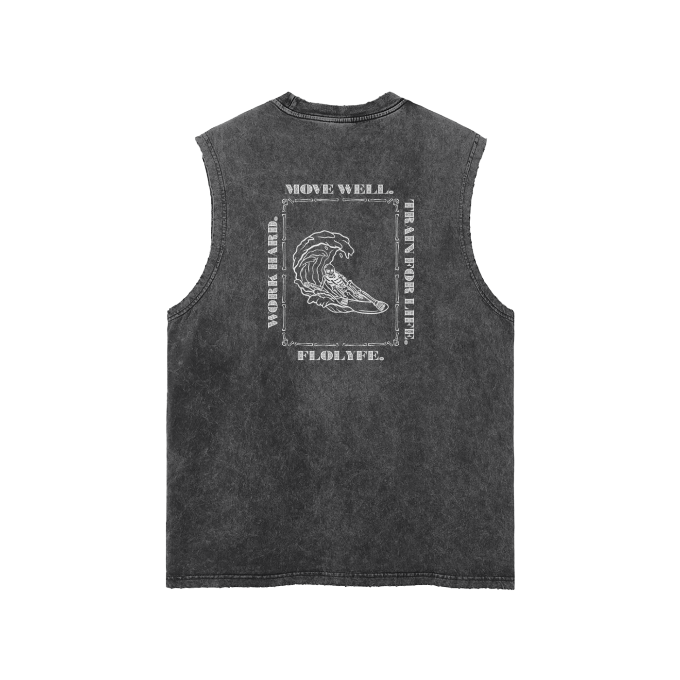 Streetwear Unisex Snow Washed Frayed Hem Tank Top