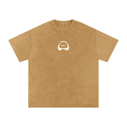 "Send It" Series - Light Brown Acid Wash Oversize T-Shirt